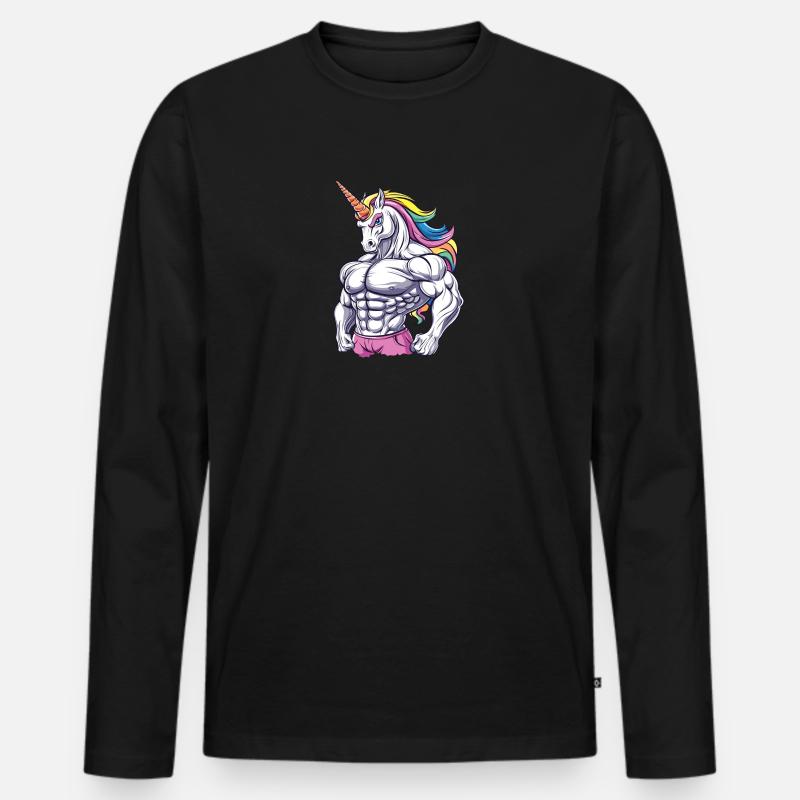 Gym Einhorn Männer Premium Bio Langarmshirt