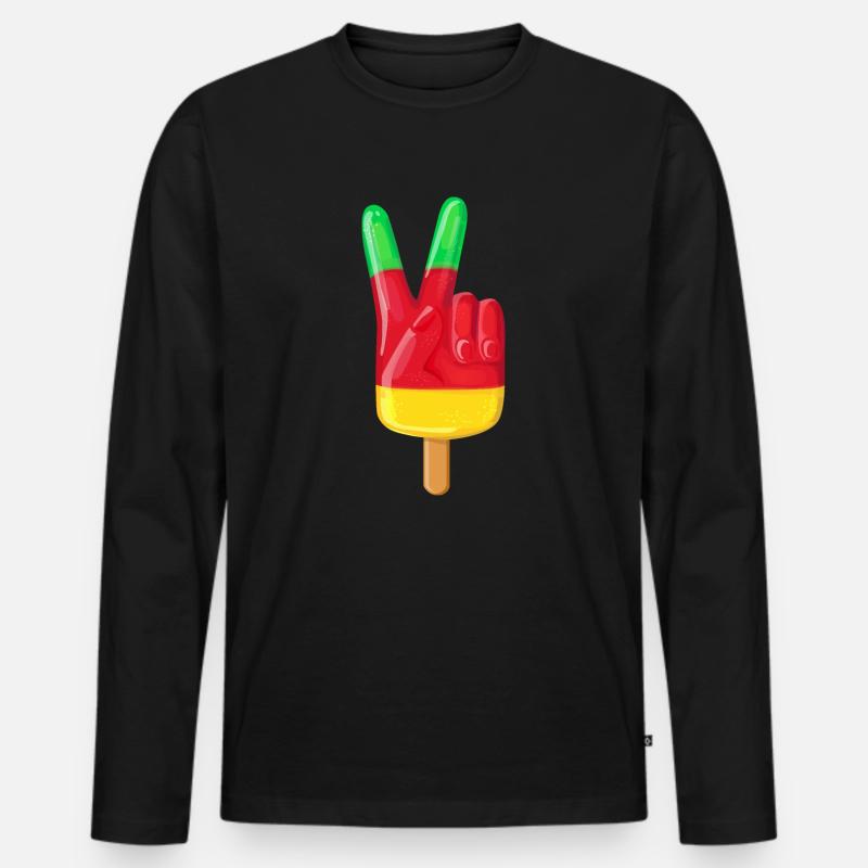 Fingereis Peace - Männer Premium Bio Langarmshirt - Schwarz