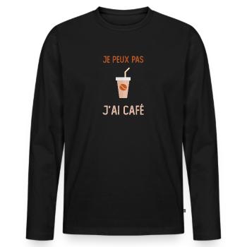 Je Peux Pas J'ai Café Barista - T-shirt manches longues Premium bio Homme - noir - Devant - Nico (187cm)
