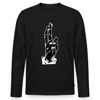 Anime Hand Sign Japanese Anime Manga - Men's Premium Organic Long Sleeve Shirt - black - Front - Nico (187cm)