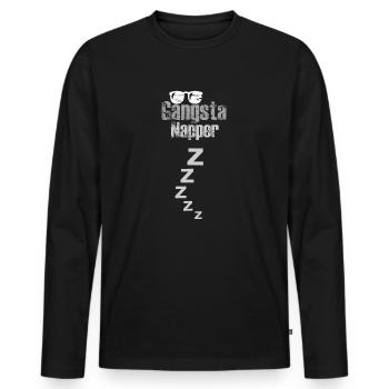 Gangsta Napper - T-shirt manches longues Premium bio Homme - noir - Devant - Nico (187cm)