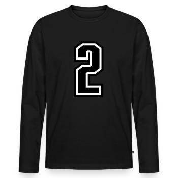 2 - Number 2 - Jersey number two-tone change color - Men's Premium Organic Long Sleeve Shirt - black - Front - Nico (187cm)