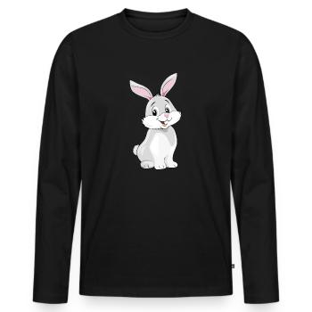 Mignon lapin souriant - T-shirt manches longues Premium bio Homme - noir - Devant - Nico (187cm)