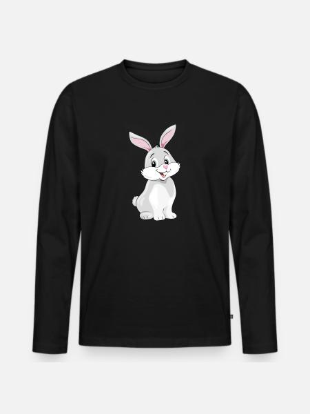 Cute smiling rabbit - Men's Premium Organic Long Sleeve Shirt - black