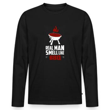 Real Man Smell Like BBQ Grilling Barbecue Smoker - Men's Premium Organic Long Sleeve Shirt - black - Front - Nico (187cm)