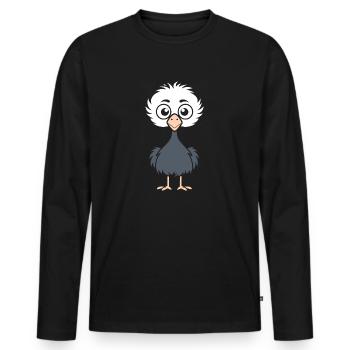 ostrich - Men's Premium Organic Long Sleeve Shirt - black - Front - Nico (187cm)