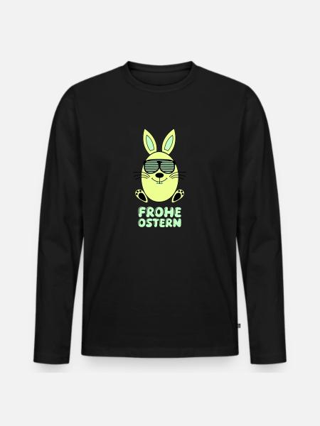 frohe ostern hase - Männer Premium Bio Langarmshirt - Schwarz