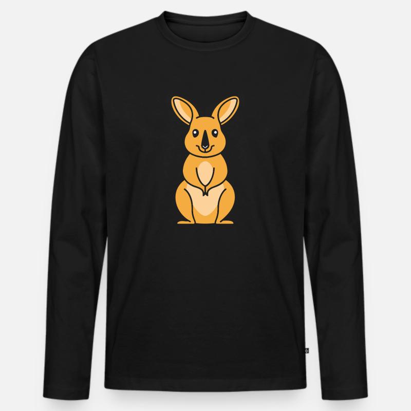 Wallaby - Männer Premium Bio Langarmshirt - Schwarz