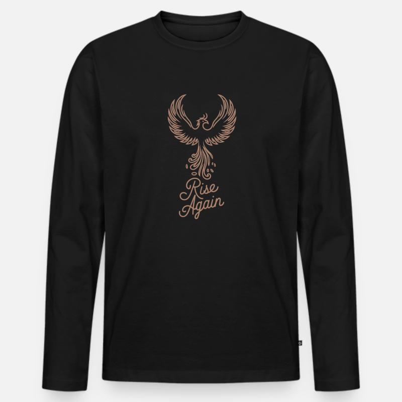 Inspirational Phoenix "Rise Again" Design - Männer Premium Bio Langarmshirt - Schwarz