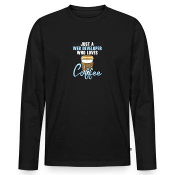 Développement de sites Web Café Programme de développement Web - T-shirt manches longues Premium bio Homme - noir - Devant - Nico (187cm)