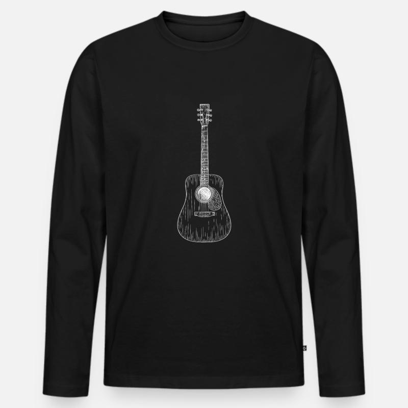 Gitarre - Männer Premium Bio Langarmshirt - Schwarz