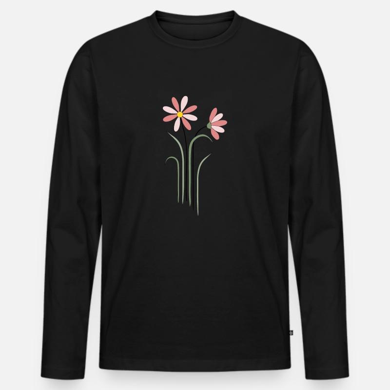 Bunte Blumen - Männer Premium Bio Langarmshirt - Schwarz