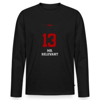 13 Mr. Relevant - Men's Premium Organic Long Sleeve Shirt - black - Front - Nico (187cm)