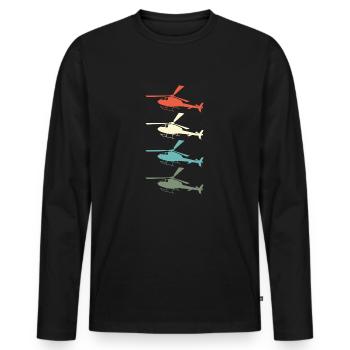 Hélicoptère Hélicoptère Rétro Cadeau - T-shirt manches longues Premium bio Homme - noir - Devant - Nico (187cm)
