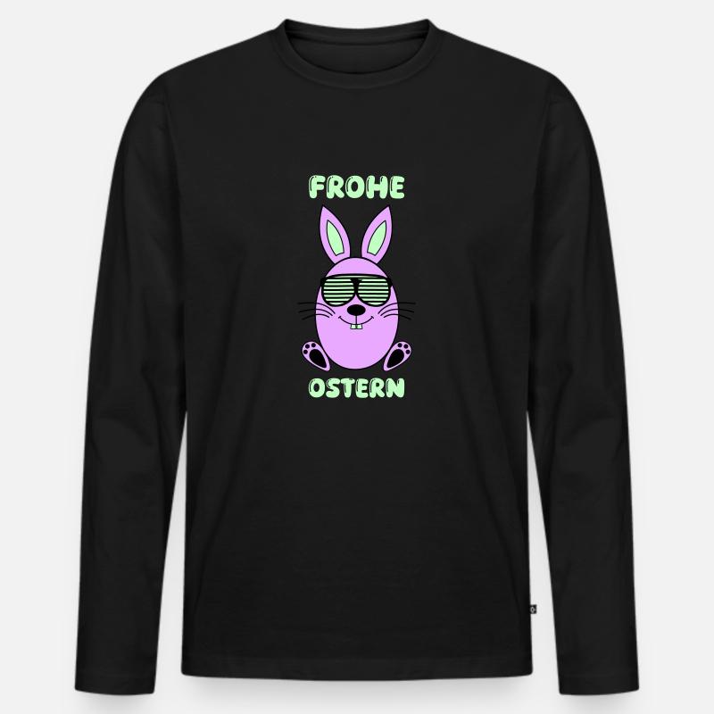 frohe ostern hase - Männer Premium Bio Langarmshirt - Schwarz