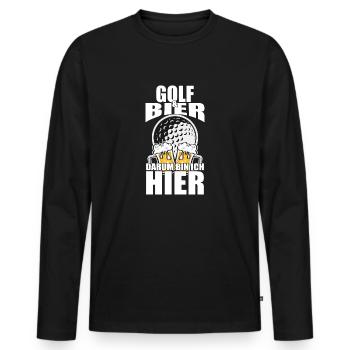 Funny saying: Golf beer, that's why I'm here - Men's Premium Organic Long Sleeve Shirt - black - Front - Nico (187cm)