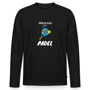 Je Peux Pas J'ai Padel Joueur Tennis Raquette - T-shirt manches longues Premium bio Homme - noir - Devant - Nico (187cm)