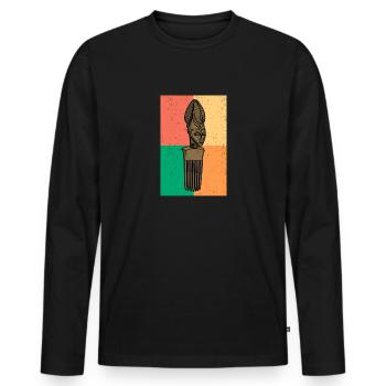Afro Comb Hair Hairstyle History Culture Africa Comb - Men's Premium Organic Long Sleeve Shirt - black - Front - Nico (187cm)