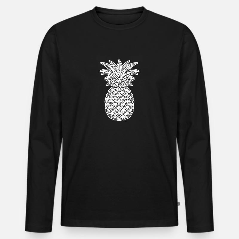 Ananas - Männer Premium Bio Langarmshirt - Schwarz
