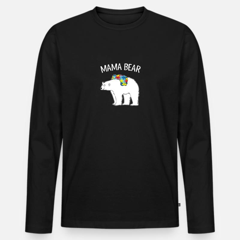 Mama Bear - Männer Premium Bio Langarmshirt - Schwarz