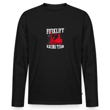 Forklift driver operator funny design - Men's Premium Organic Long Sleeve Shirt - black - Front - Nico (187cm)
