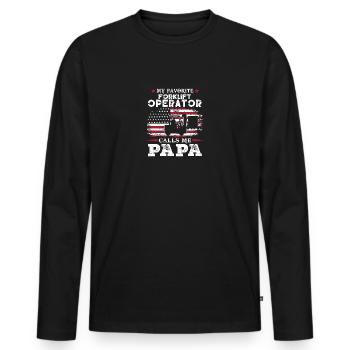 Forklift driver operator funny design - Men's Premium Organic Long Sleeve Shirt - black - Front - Nico (187cm)