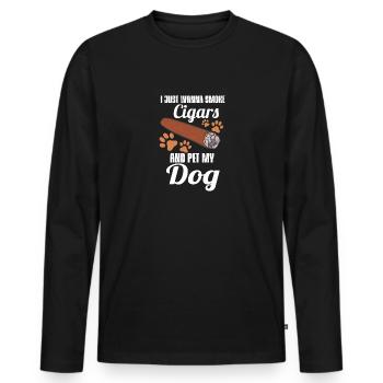 I Just Wanna Smoke Cigars And Pet My Dog - Männer Premium Bio Langarmshirt - Schwarz - Vorne - Nico (187cm)