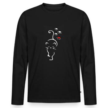 Chemise d'amoureux de chat - T-shirt manches longues Premium bio Homme - noir - Devant - Nico (187cm)