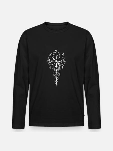 Wikinger Symbol Bohem Stil - Männer Premium Bio Langarmshirt - Schwarz