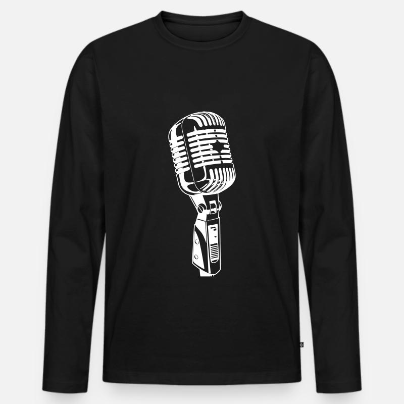 Mikrofon Symbol Musiker - Männer Premium Bio Langarmshirt - Schwarz