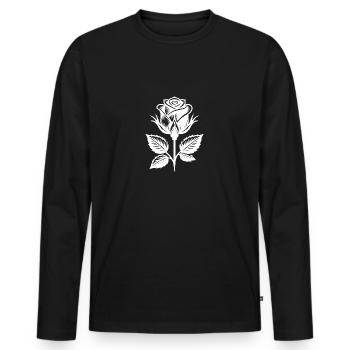 Blütenpracht dekoratives stilvolles Rosenmotiv - Männer Premium Bio Langarmshirt - Schwarz - Vorne - Nico (187cm)