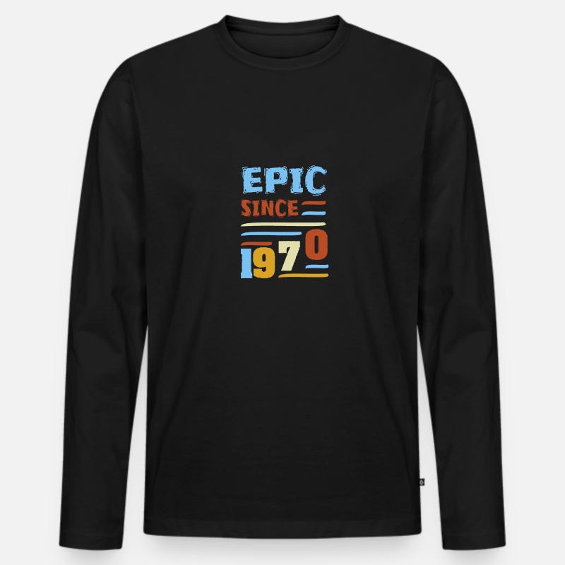 1970 - Männer Premium Bio Langarmshirt - Schwarz