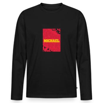 Michael - Männer Premium Bio Langarmshirt - Schwarz - Vorne - Nico (187cm)