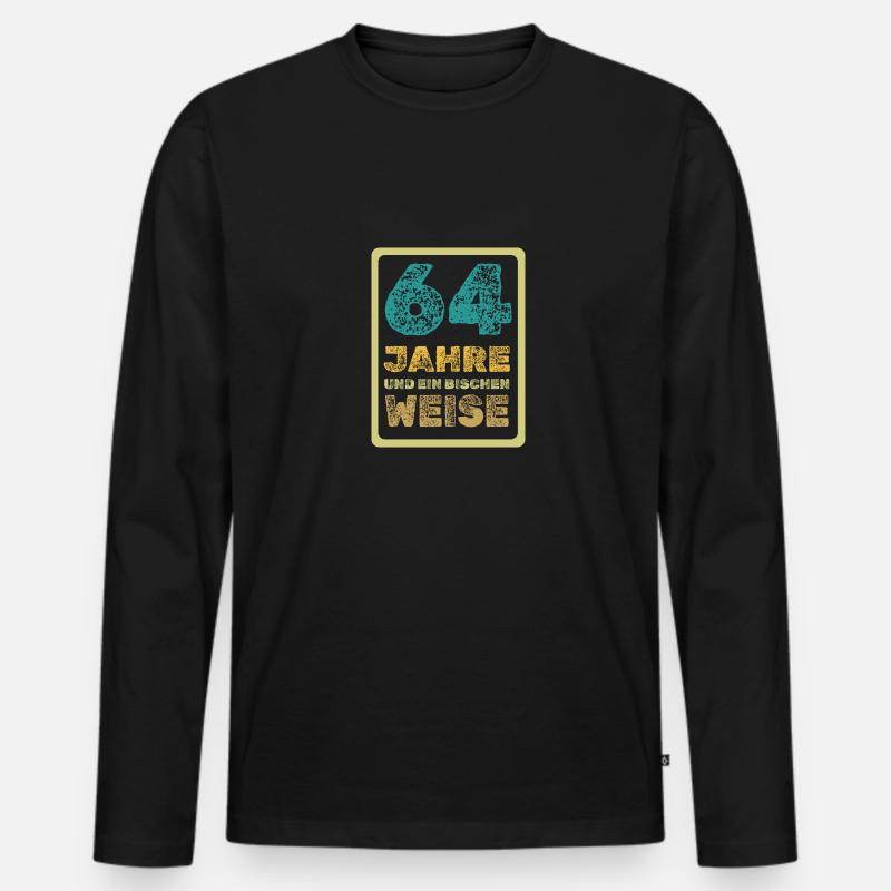 64 - Männer Premium Bio Langarmshirt - Schwarz