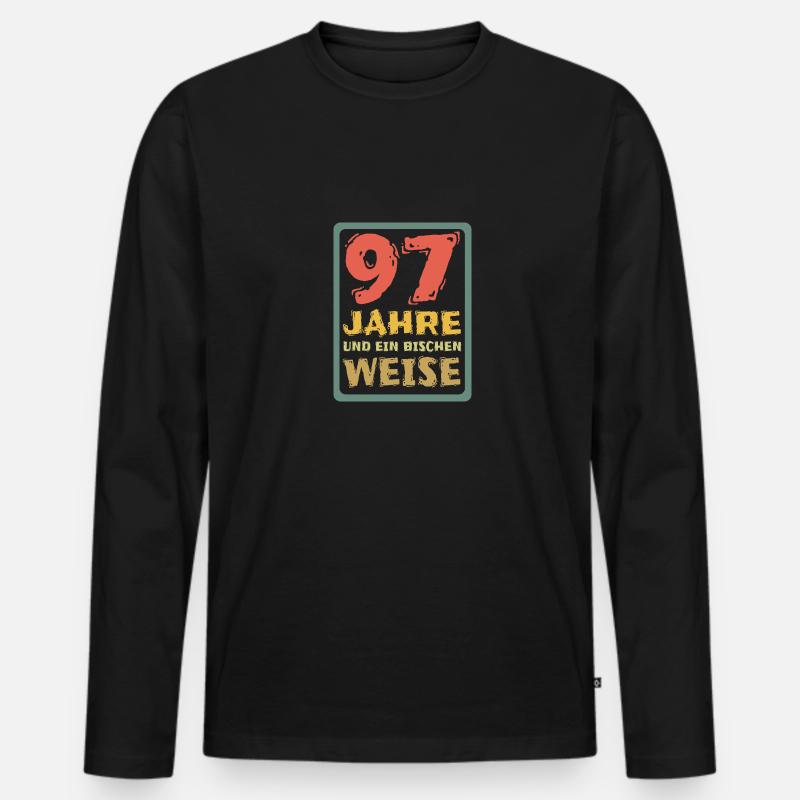 97 - Männer Premium Bio Langarmshirt - Schwarz