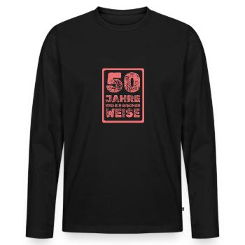 Wisdom 50 - Men's Premium Organic Long Sleeve Shirt - black - Front - Nico (187cm)