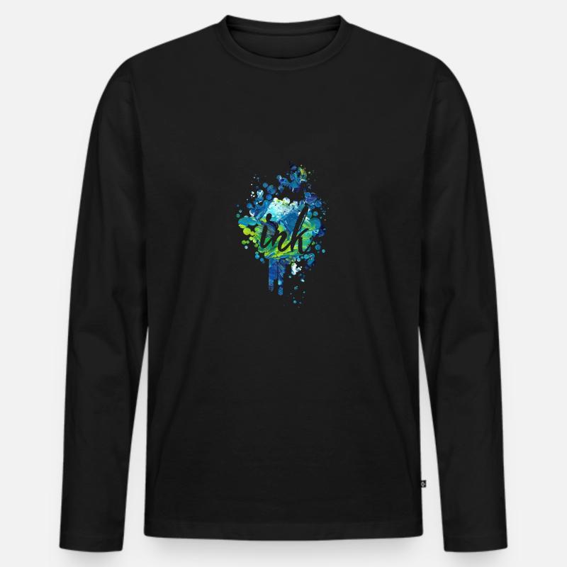 Ink Farbklecks - Premium Design - Männer Premium Bio Langarmshirt - Schwarz