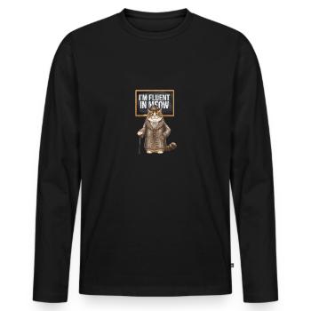 Ich beherrsche Miau Fancy Cat Humor - Männer Premium Bio Langarmshirt - Schwarz - Vorne - Nico (187cm)