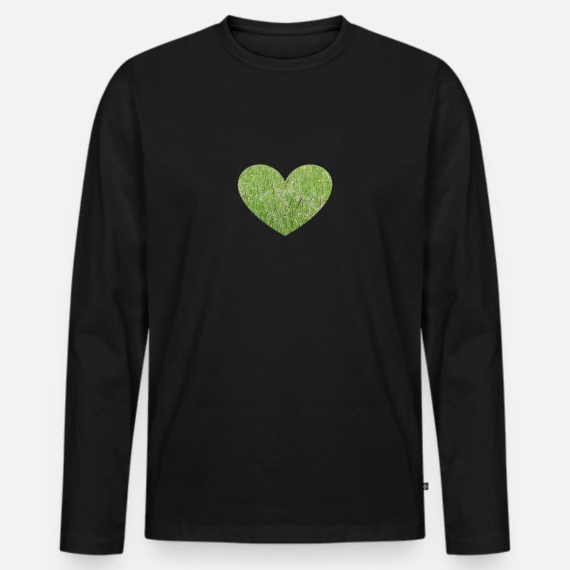 Grasherz - Männer Premium Bio Langarmshirt - Schwarz