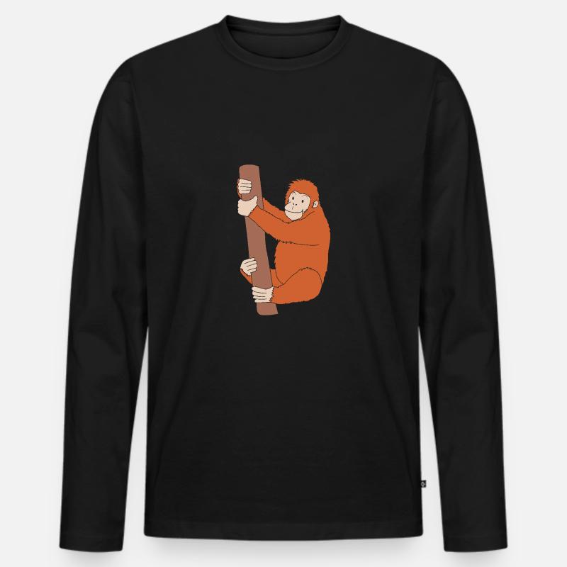 Orang Utan - Männer Premium Bio Langarmshirt - Schwarz