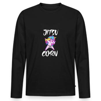 Jiu Jitsu Self Defense - Men's Premium Organic Long Sleeve Shirt - black - Front - Nico (187cm)