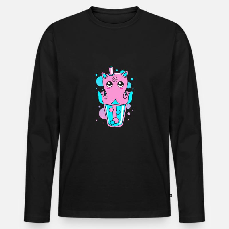 Pastell Gothic - Männer Premium Bio Langarmshirt - Schwarz