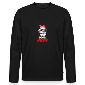 Shih tzu maman shitzu terrier - T-shirt manches longues Premium bio Homme - noir - Devant - Nico (187cm)