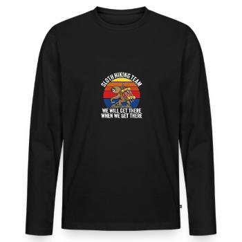 Équipe de randonnée paresseuse Nous y arriverons quand nous arriverons - T-shirt manches longues Premium bio Homme - noir - Devant - Nico (187cm)