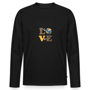 Femmes Mignonnes Amour Volleyball Léopard Imprimé - T-shirt manches longues Premium bio Homme - noir - Devant - Nico (187cm)
