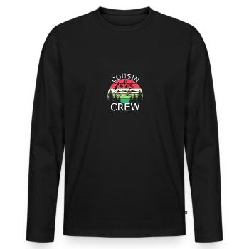 cousin crew camping funny camper - Männer Premium Bio Langarmshirt - Schwarz - Vorne - Nico (187cm)