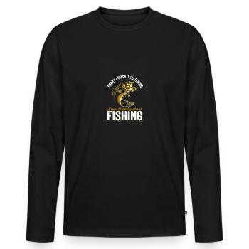 Funny Sorry I Wasn't Listening I Thinking About - Men's Premium Organic Long Sleeve Shirt - black - Front - Nico (187cm)
