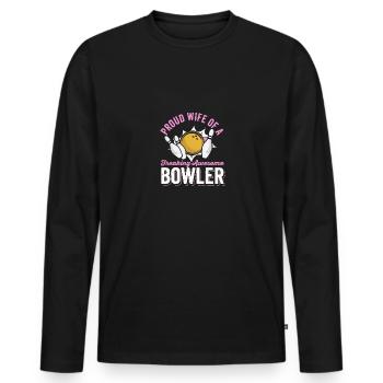 Fière épouse d’un bowler génial et effrayant drôle - T-shirt manches longues Premium bio Homme - noir - Devant - Nico (187cm)
