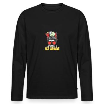 Mignon Dernier Jour d’École Chignon En désordre Dernier Jour du 1er - T-shirt manches longues Premium bio Homme - noir - Devant - Nico (187cm)