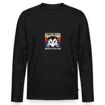 Opossum Let's Eat Trash and Get Hit by a Car - Men's Premium Organic Long Sleeve Shirt - black - Front - Nico (187cm)